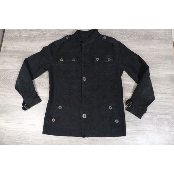Tripp NYC Daang Goodman Mens Jacket Size Small Black Button Hood Goth *Flaw - Picture 1 of 8